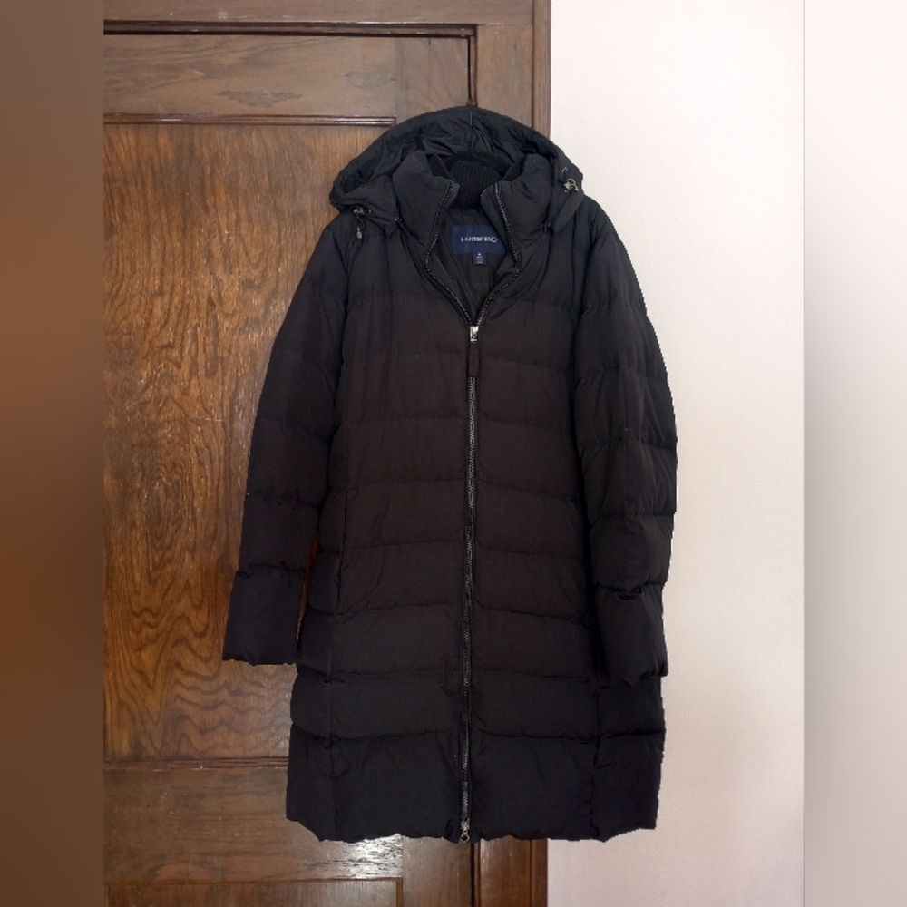 Lands' End Women's Black Hooded Puffer Parka Coat